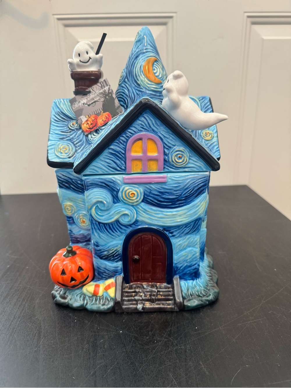 Corner Ruby Van Gogh Starry Night Cookie Jar Canister Haunted House Halloween